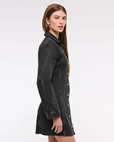 Barrel Sleeve Denim Shirt Dress