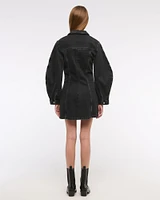 Barrel Sleeve Denim Shirt Dress