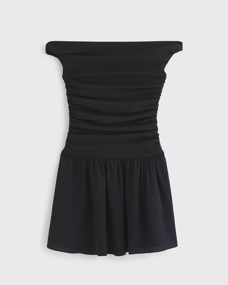 Off-The-Shoulder Ruched Mini Dress