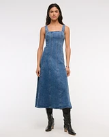 The A&F Mila Denim Midi Dress