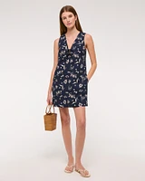 Linen-Blend Tie-Front Mini Dress
