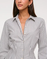 Fitted Long-Sleeve Mini Shirt Dress