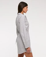 Fitted Long-Sleeve Mini Shirt Dress