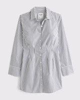 Fitted Long-Sleeve Mini Shirt Dress
