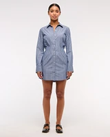 Fitted Long-Sleeve Mini Shirt Dress