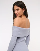 Off-The-Shoulder Midi Sweater Dress