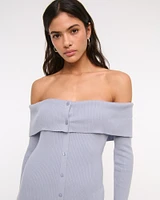 Off-The-Shoulder Midi Sweater Dress