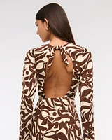 Long-Sleeve Twist-Front Maxi Dress