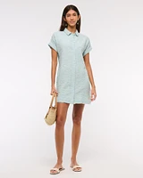 Textured Mini Shirt Dress