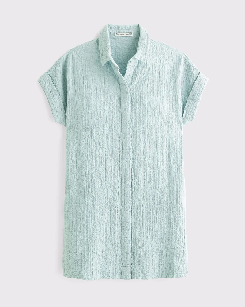 Textured Mini Shirt Dress