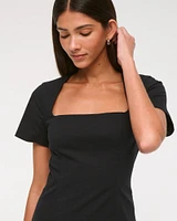 Short-Sleeve Stretch Mini Dress