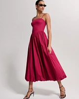 Dipped-Waist Bubble Hem Midi Dress