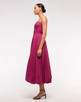 Dipped-Waist Bubble Hem Midi Dress