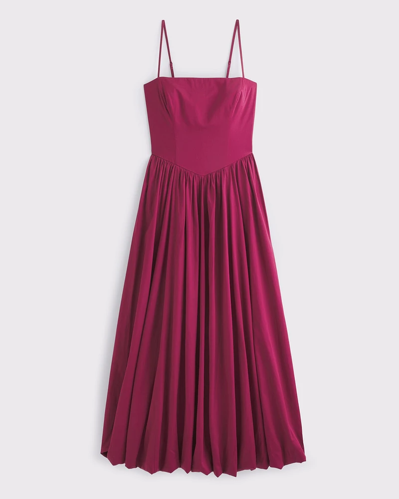 Dipped-Waist Bubble Hem Midi Dress