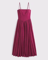 Dipped-Waist Bubble Hem Midi Dress