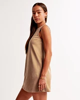 High-Neck Faux Suede Mini Dress