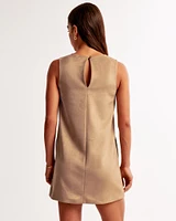 High-Neck Faux Suede Mini Dress