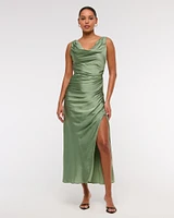 Cowl Neck Draped Maxi Dress