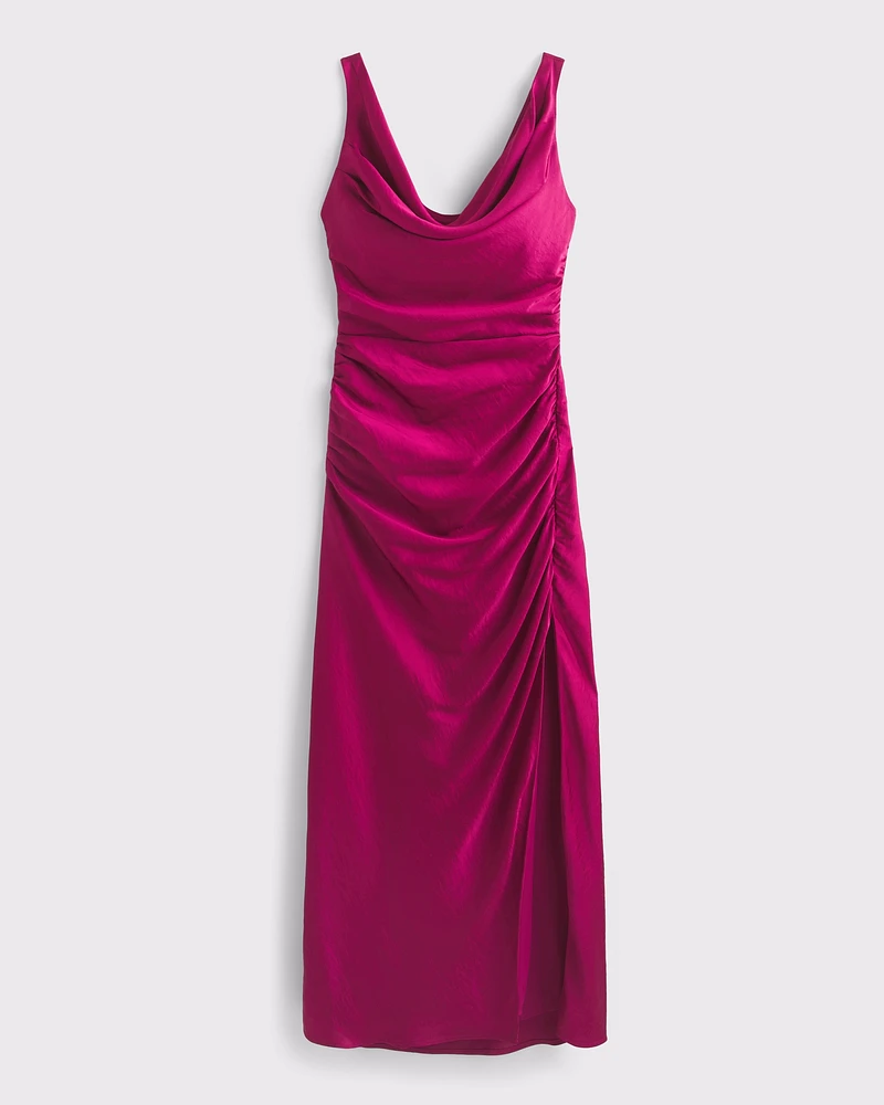 Cowl Neck Draped Maxi Dress