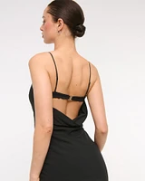 Asymmetrical Clasp-Back Midi Dress