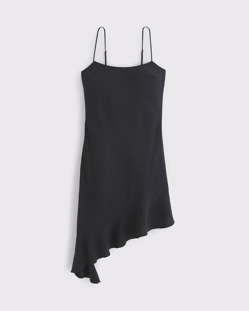 Asymmetrical Clasp-Back Midi Dress