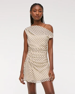 One-Shoulder Draped Mini Dress