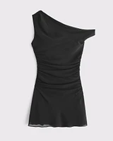 One-Shoulder Draped Mini Dress