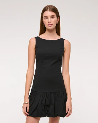 High-Neck Bubble Hem Mini Dress
