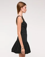 High-Neck Bubble Hem Mini Dress