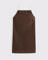 Linen-Blend Apron Mini Dress