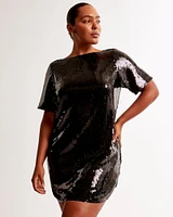 Sequin Tee Shift Mini Dress