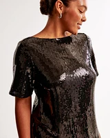 Sequin Tee Shift Mini Dress