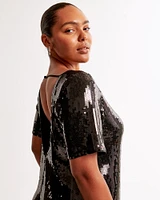 Sequin Tee Shift Mini Dress