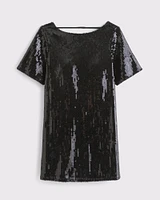 Sequin Tee Shift Mini Dress