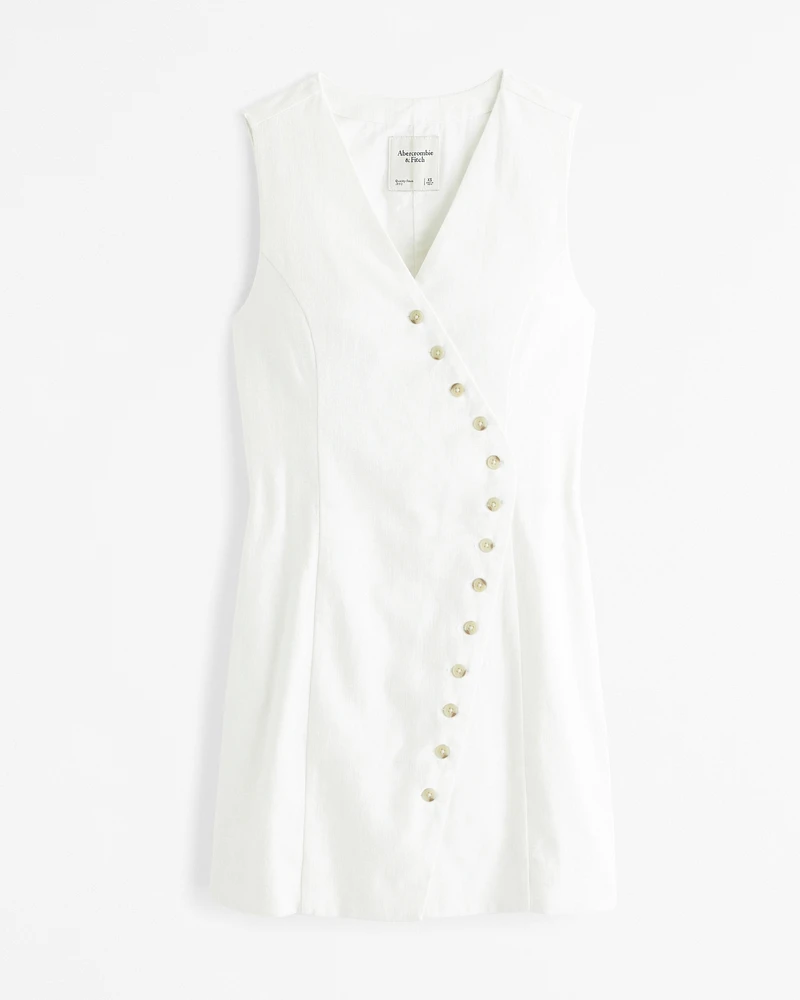 The A&F Mara Linen-Blend Asymmetrical Button Mini Dress