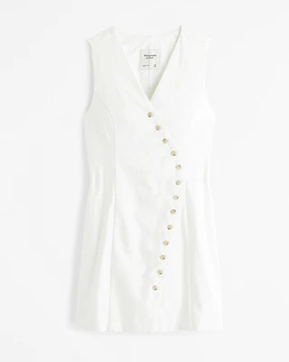 The A&F Mara Linen-Blend Asymmetrical Button Mini Dress