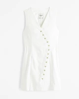 The A&F Mara Linen-Blend Asymmetrical Button Mini Dress