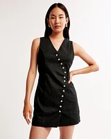 The A&F Mara Linen-Blend Asymmetrical Button Mini Dress