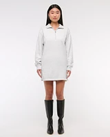 Long-Sleeve Zip-Up Fleece Mini Dress