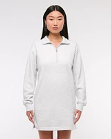 Long-Sleeve Zip-Up Fleece Mini Dress