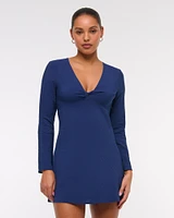 Long-Sleeve Twist Mini Dress