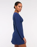 Long-Sleeve Twist Mini Dress