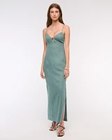 Premium Linen Cutout Midi Dress