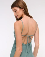 Premium Linen Cutout Midi Dress