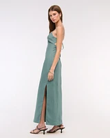 Premium Linen Cutout Midi Dress