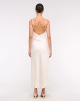 Lace-Trim Slip Halter Midi Dress