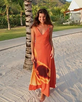 Dipped-Waist Hardware Maxi Dress