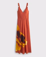 Dipped-Waist Hardware Maxi Dress