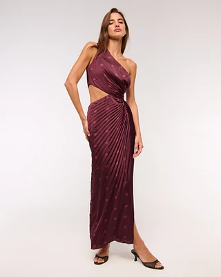The A&F Giselle Pleated One-Shoulder Cutout Maxi Dress