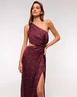 The A&F Giselle Pleated One-Shoulder Cutout Maxi Dress